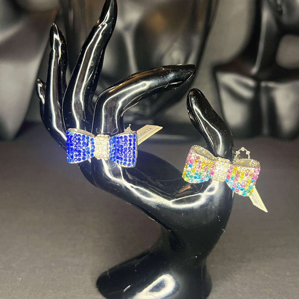 Elegant Blue and Multicolor Bow Hair Clips